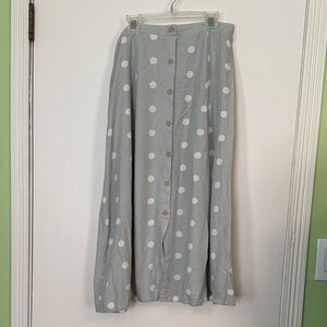 Polka Dot Maxi Skirt - Blue and White